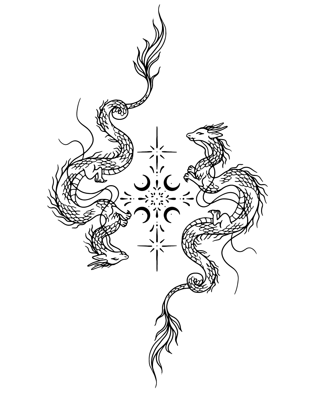 Smoczy taniec - Tatuaż tymczasowy Jagua 25x15