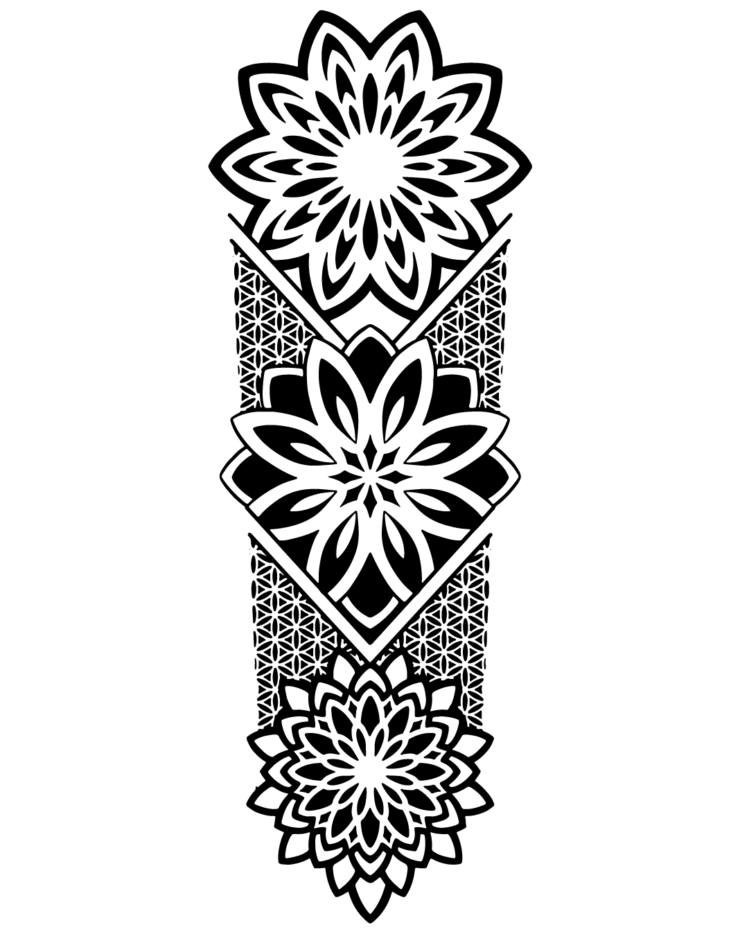 Mandalowy rękaw - Tatuaż tymczasowy Jagua 45x15