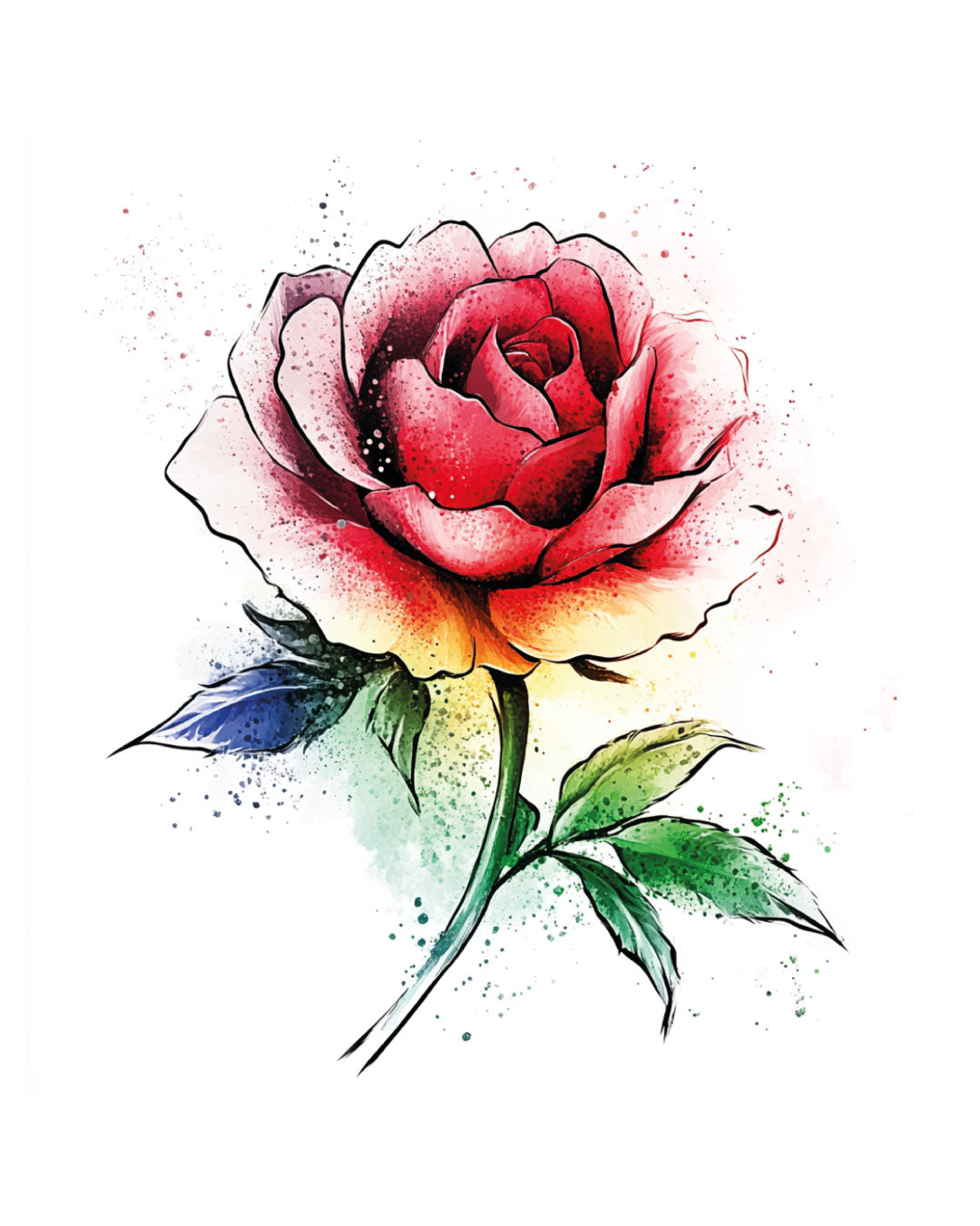 Tęczowa róża - Tatuaż zmywalny 8x8