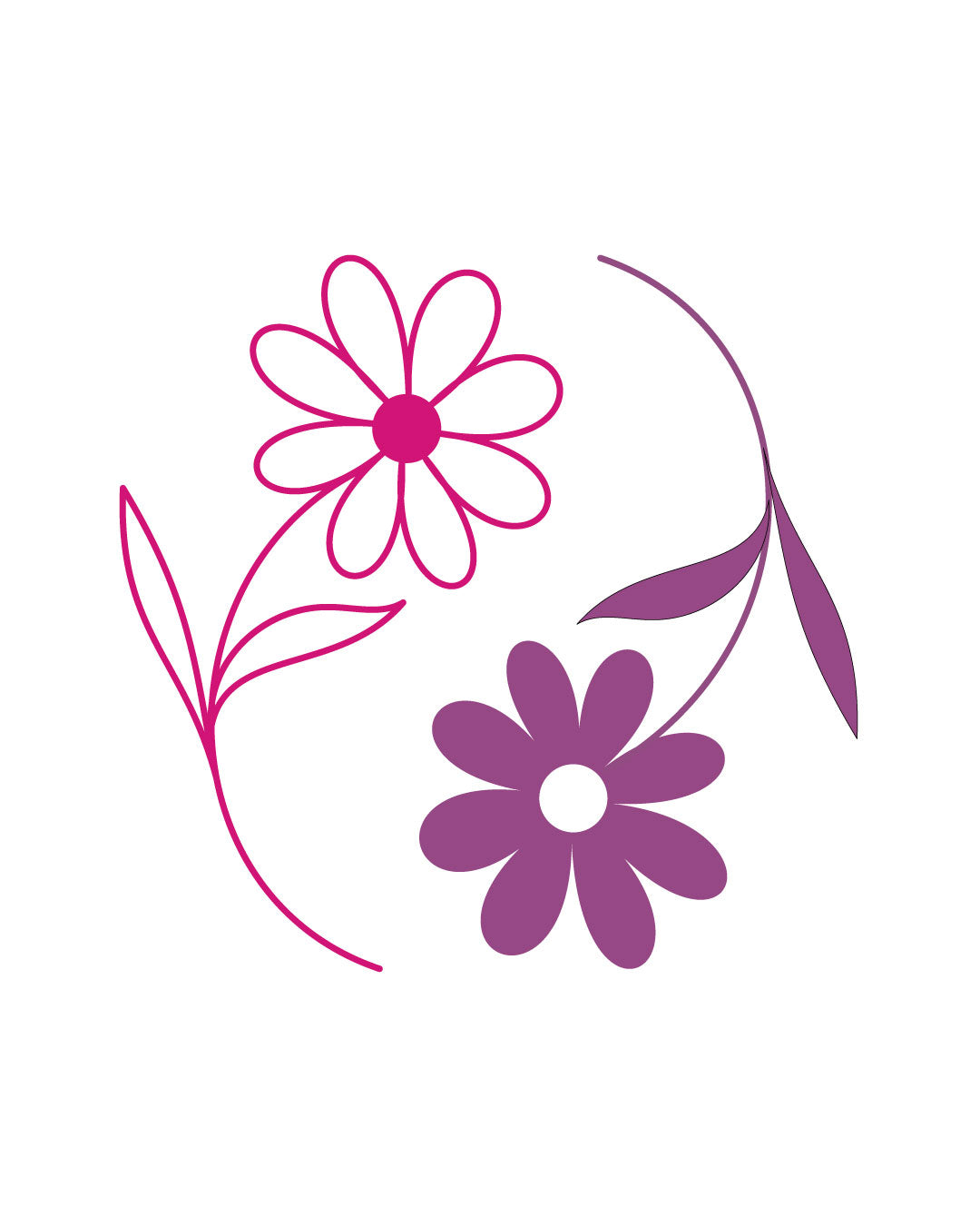 Neonowy tatuaż tymczasowy z dwoma kwiatami w różowym i fioletowym kolorze – delikatny, kobiecy wzór idealny na wiosnę, lato i festiwale