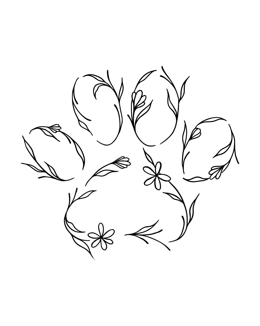 Floralna psia łapka - Tatuaż tymczasowy Jagua 8x8