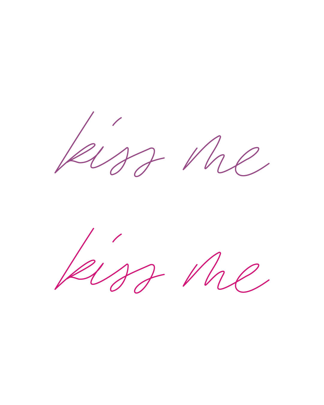 Neonowy tatuaż tymczasowy z napisem kiss me – różowy i fioletowy napis w stylu odręcznym, romantyczny wzór idealny na randkę, imprezę lub walentynki