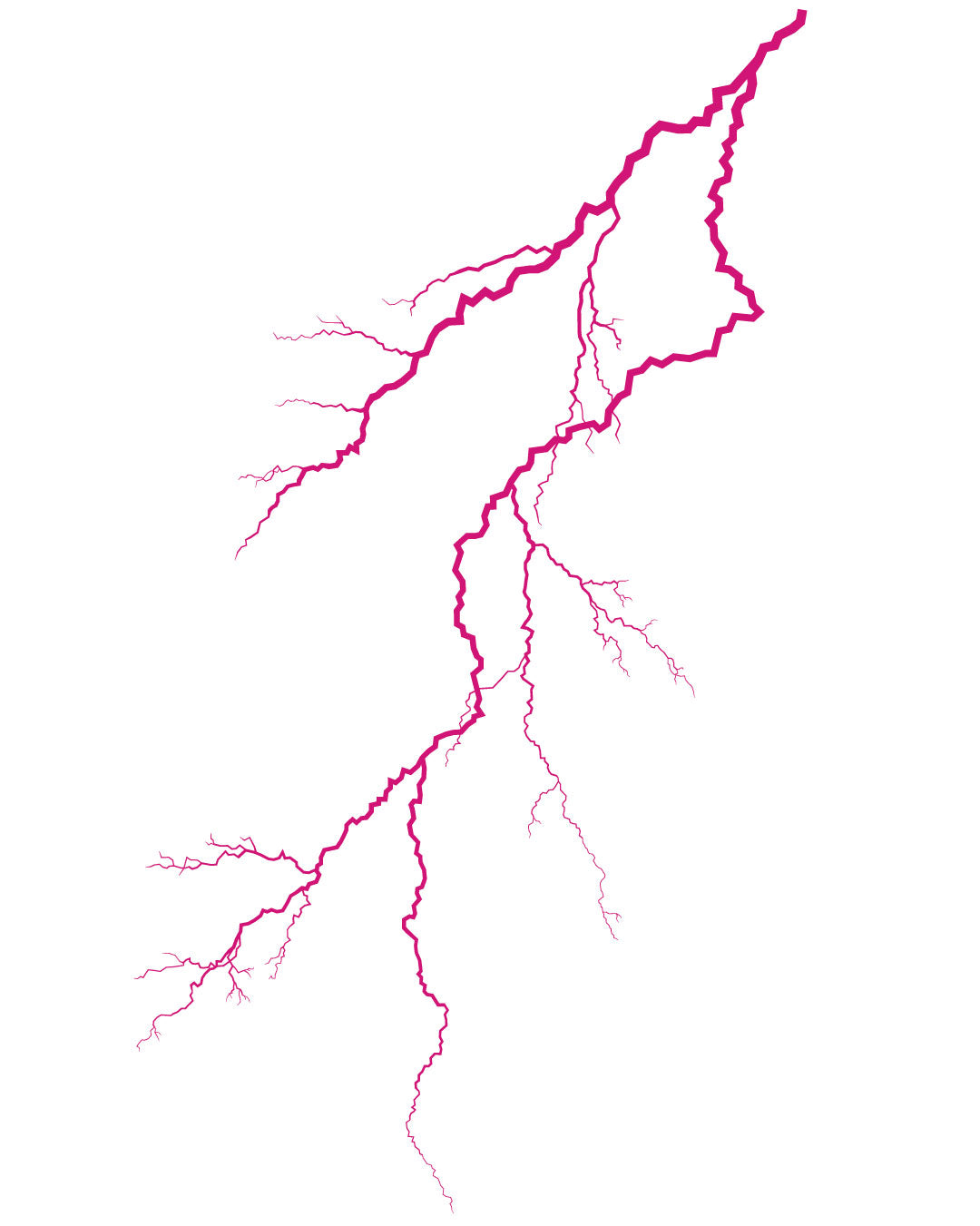 Neonowy tatuaż tymczasowy z piorunem – różowy, rozgałęziony wzór błyskawicy, dynamiczny i mocny akcent idealny na festiwale, zdjęcia i dla fanów wyrazistych detali
