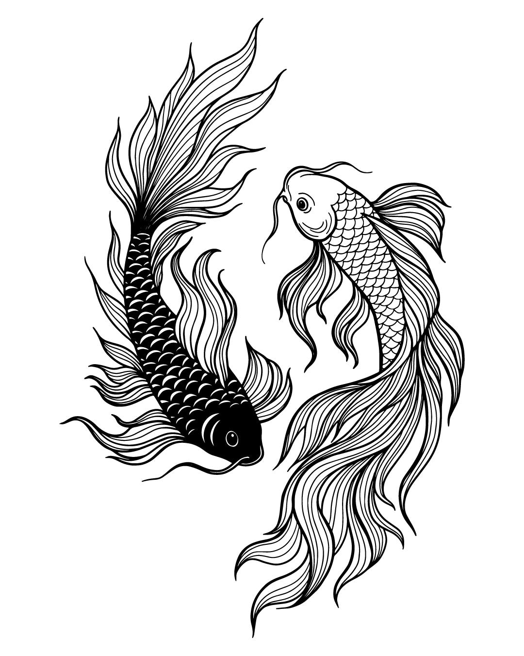 Rybi yin yang - Tatuaż tymczasowy Jagua 12x8