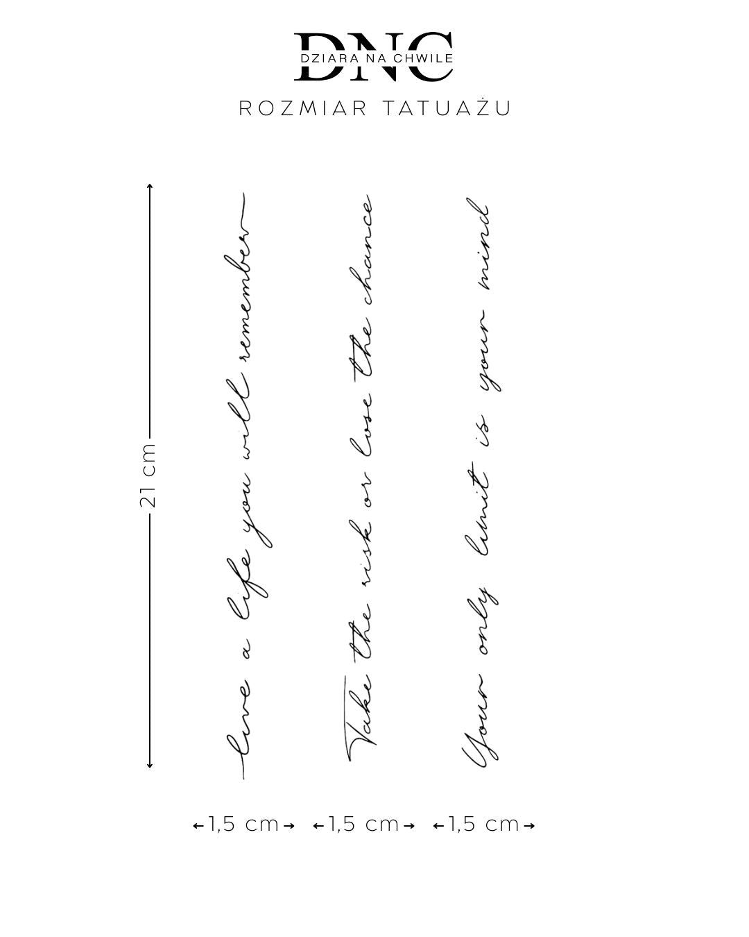 Długaśne napisy - Tatuaż tymczasowy Jagua 25x15