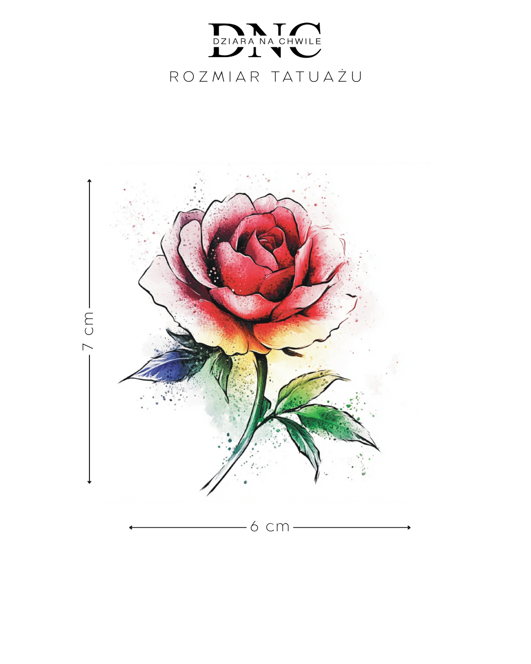 Rainbow Rose - Temporary Tattoo 8x8