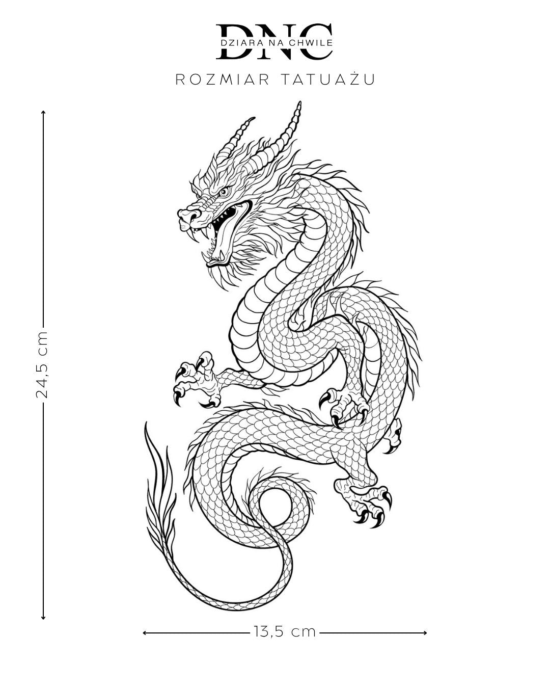 Smok z Japonii - Tatuaż tymczasowy Jagua 25x15