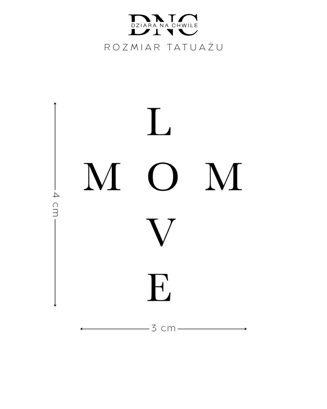 Napis Love mom - Tatuaż tymczasowy Jagua 5x5