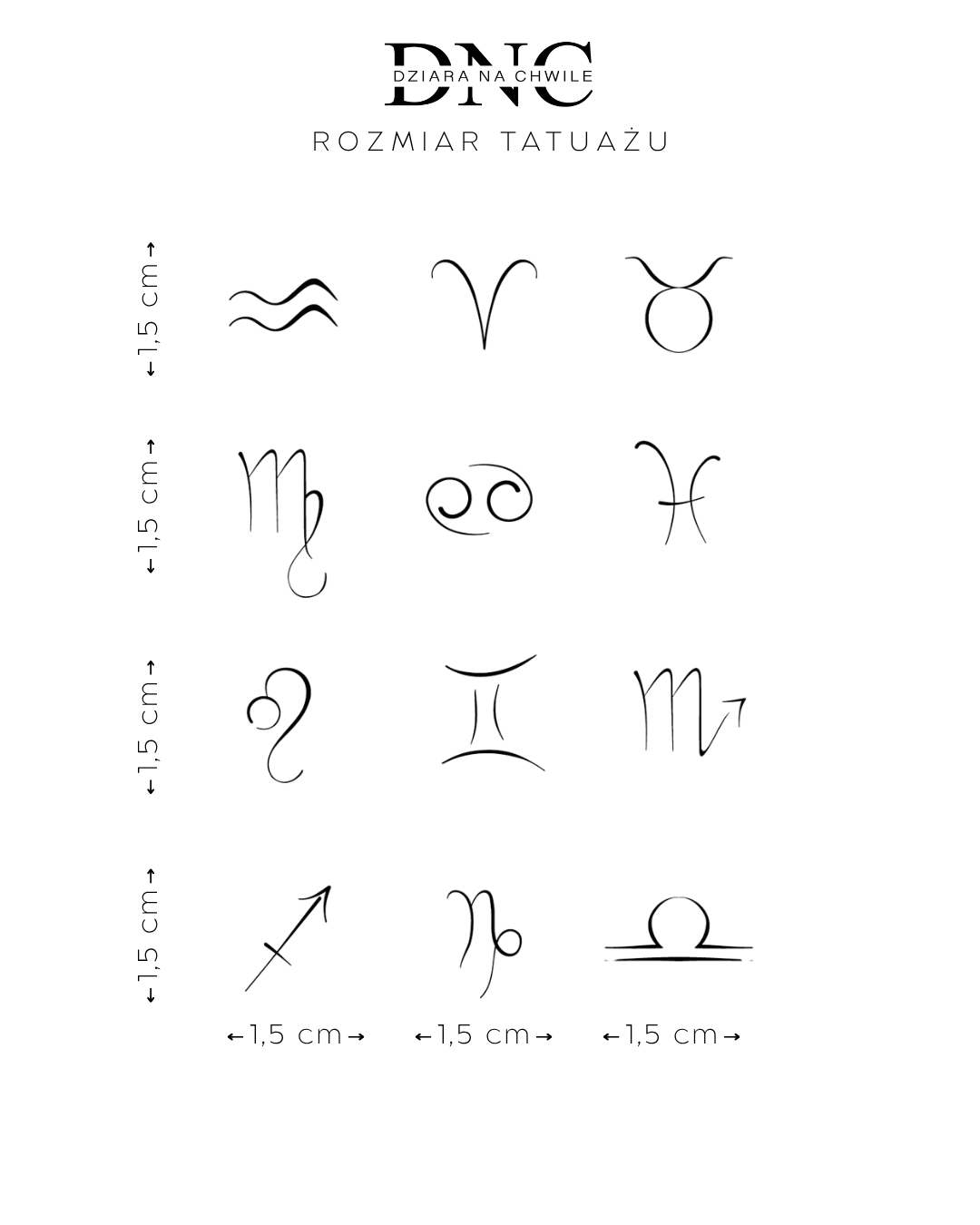 Znaki zodiaku - Tatuaż tymczasowy Jagua 12x8
