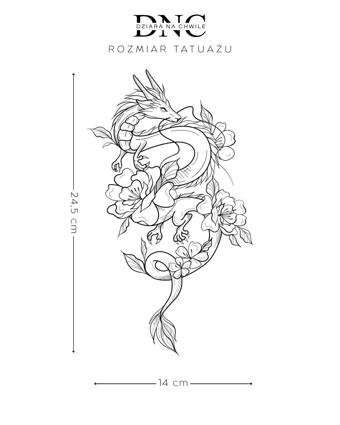 Give a kiss to the dragon - Temporary tattoo Jagua 25x15