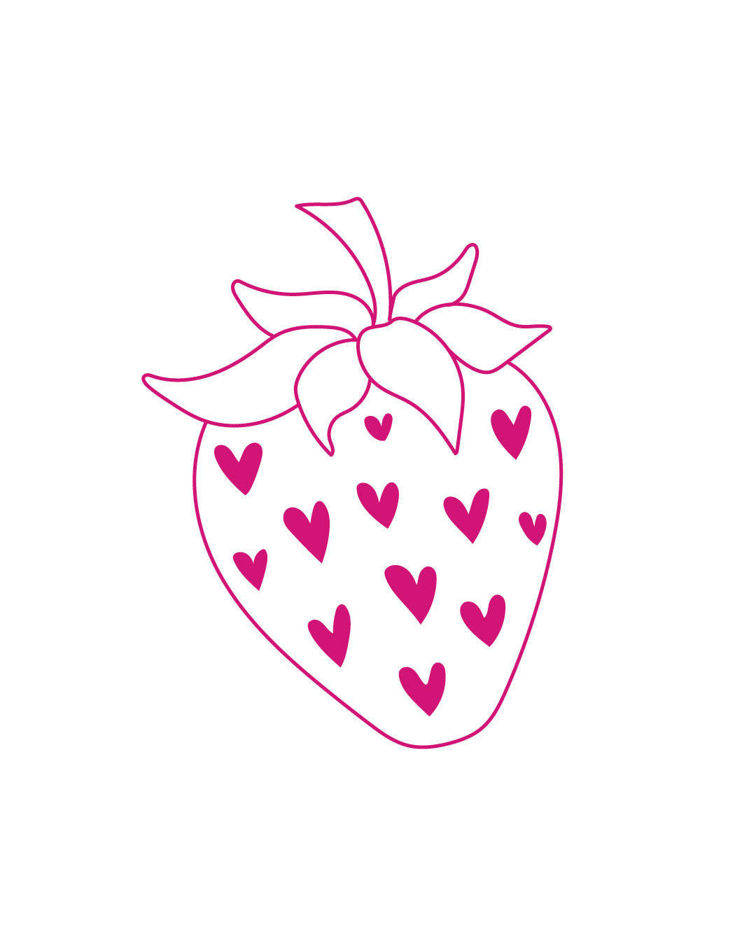 Neonowy tatuaż tymczasowy w kształcie truskawki z serduszkami – różowy, uroczy wzór idealny na lato, festiwale i sesje zdjęciowe