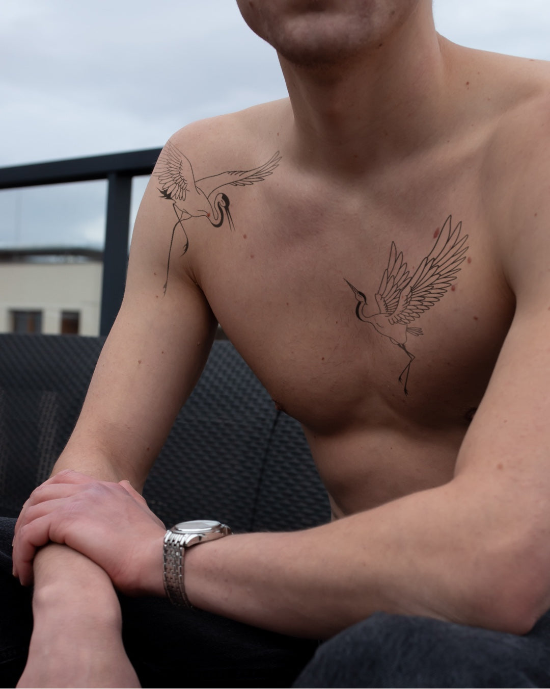 Dancing żuraw - Tatuaż tymczasowy Jagua 25x15