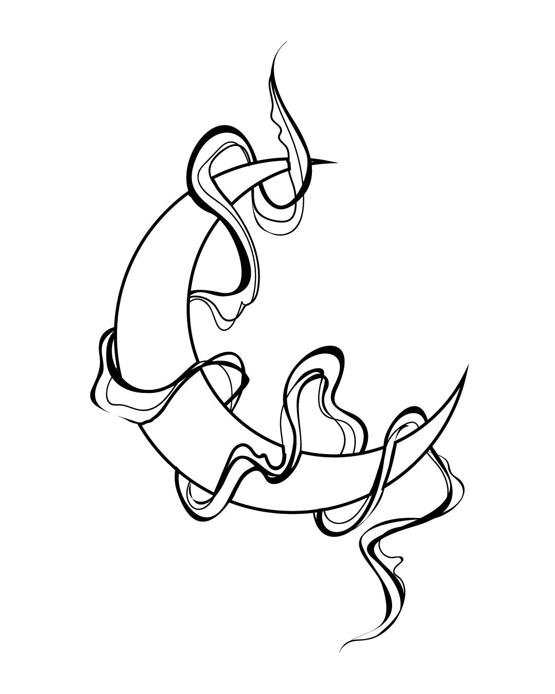 Abstrakcyjny księżyc - Tatuaż tymczasowy Jagua 8x8