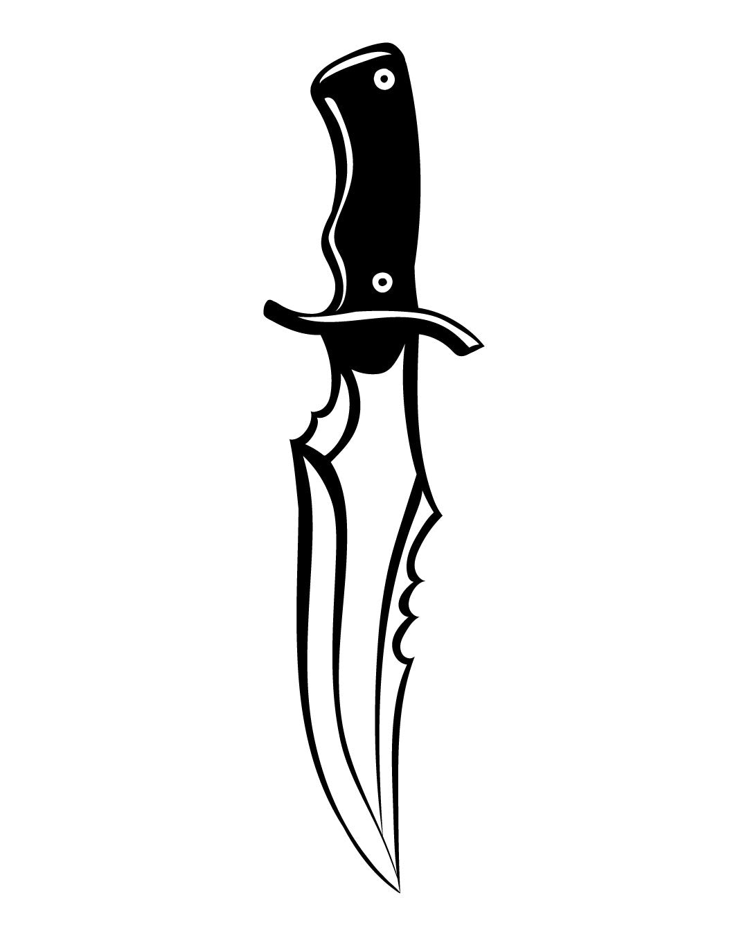 Old School Knife - Temporary Tattoo Jagua 12x8