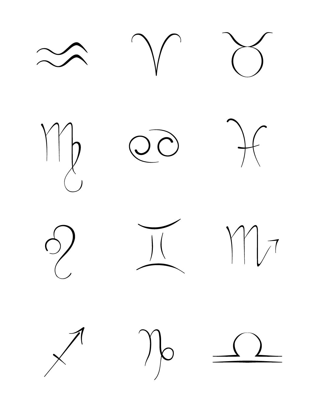 Zodiac Signs - Temporary Tattoo Jagua 12x8