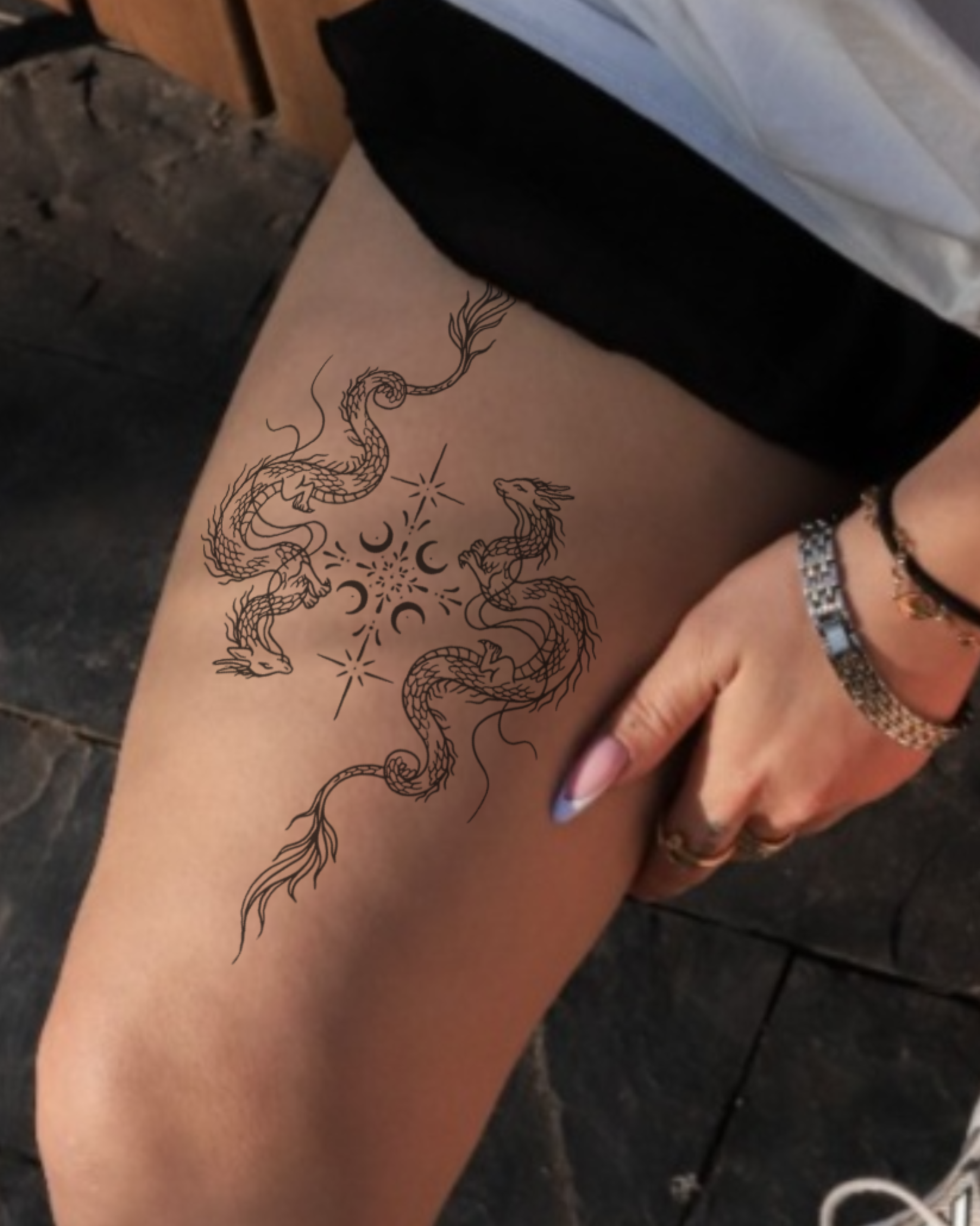 Smoczy taniec - Tatuaż tymczasowy Jagua 25x15