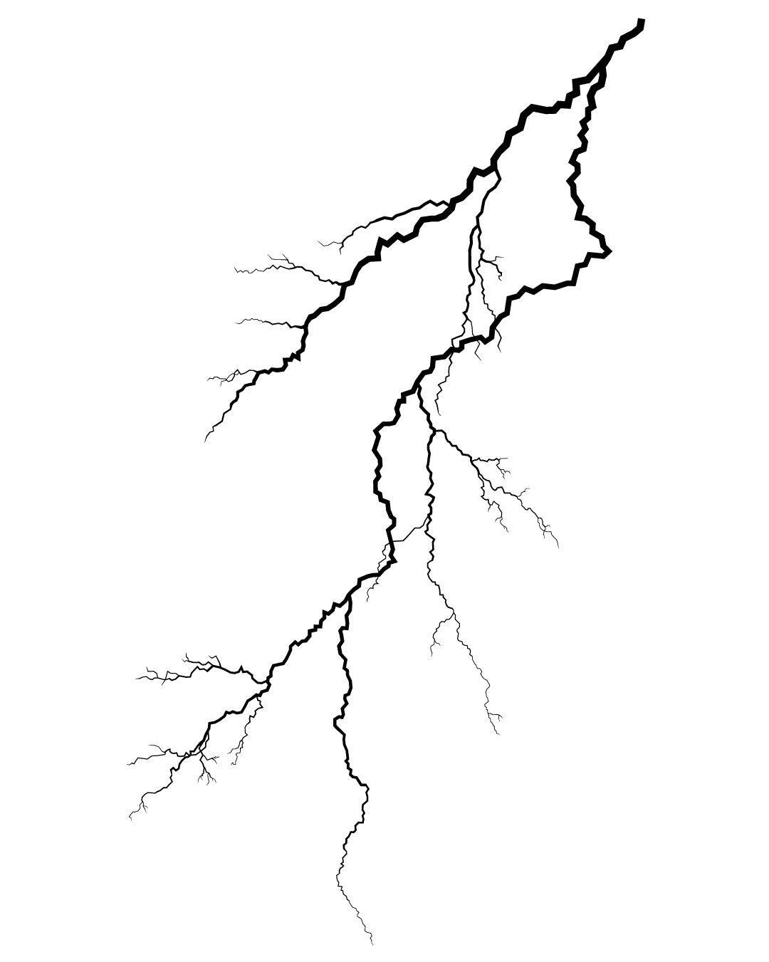 Minimalistyczny tymczasowy tatuaż błyskawicy w czarnym linearnym stylu – dynamiczny wzór symbolizujący siłę i energię, idealny na ramię, nogę lub plecy.