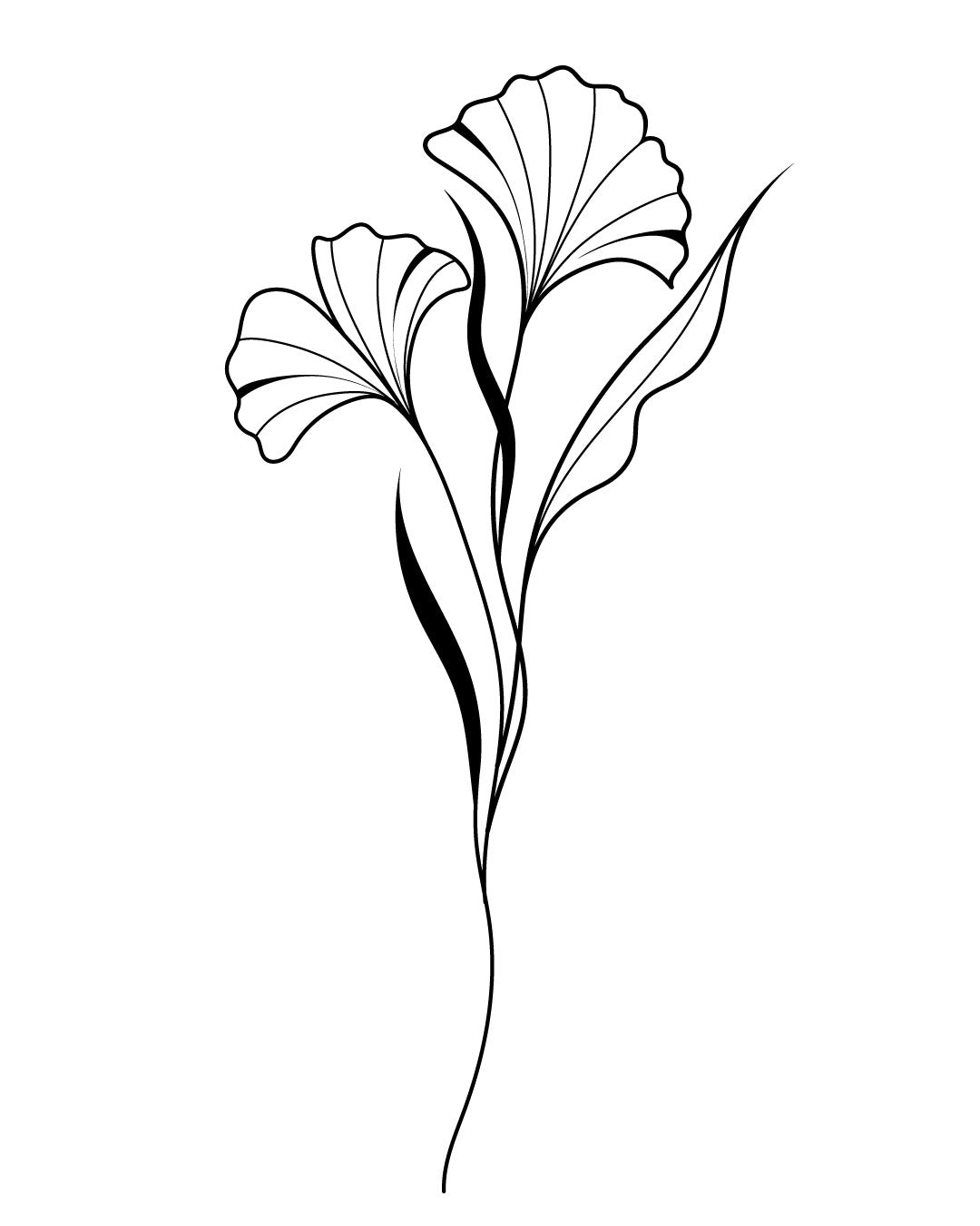 Minimalistyczny tymczasowy tatuaż z liściem miłorzębu japońskiego (ginkgo) – elegancki linearny wzór inspirowany naturą, idealny na ramię lub obojczyk.