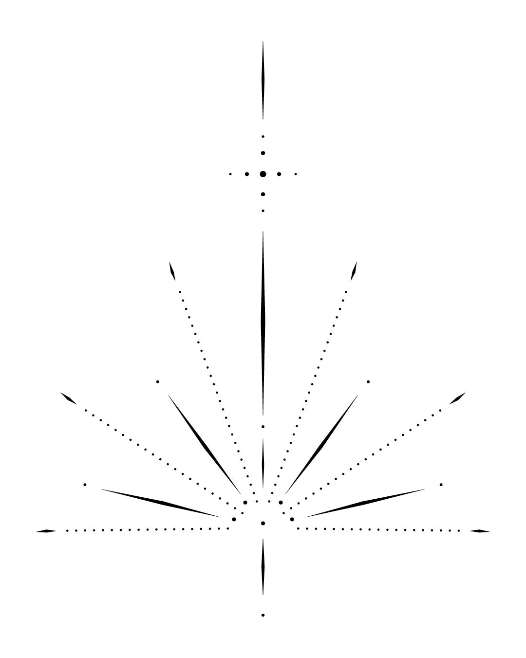 Tymczasowy tatuaż ornament w stylu linearnym – symetryczny, geometryczny wzór z kropek i linii, idealny na mostek, kark lub wzdłuż kręgosłupa.