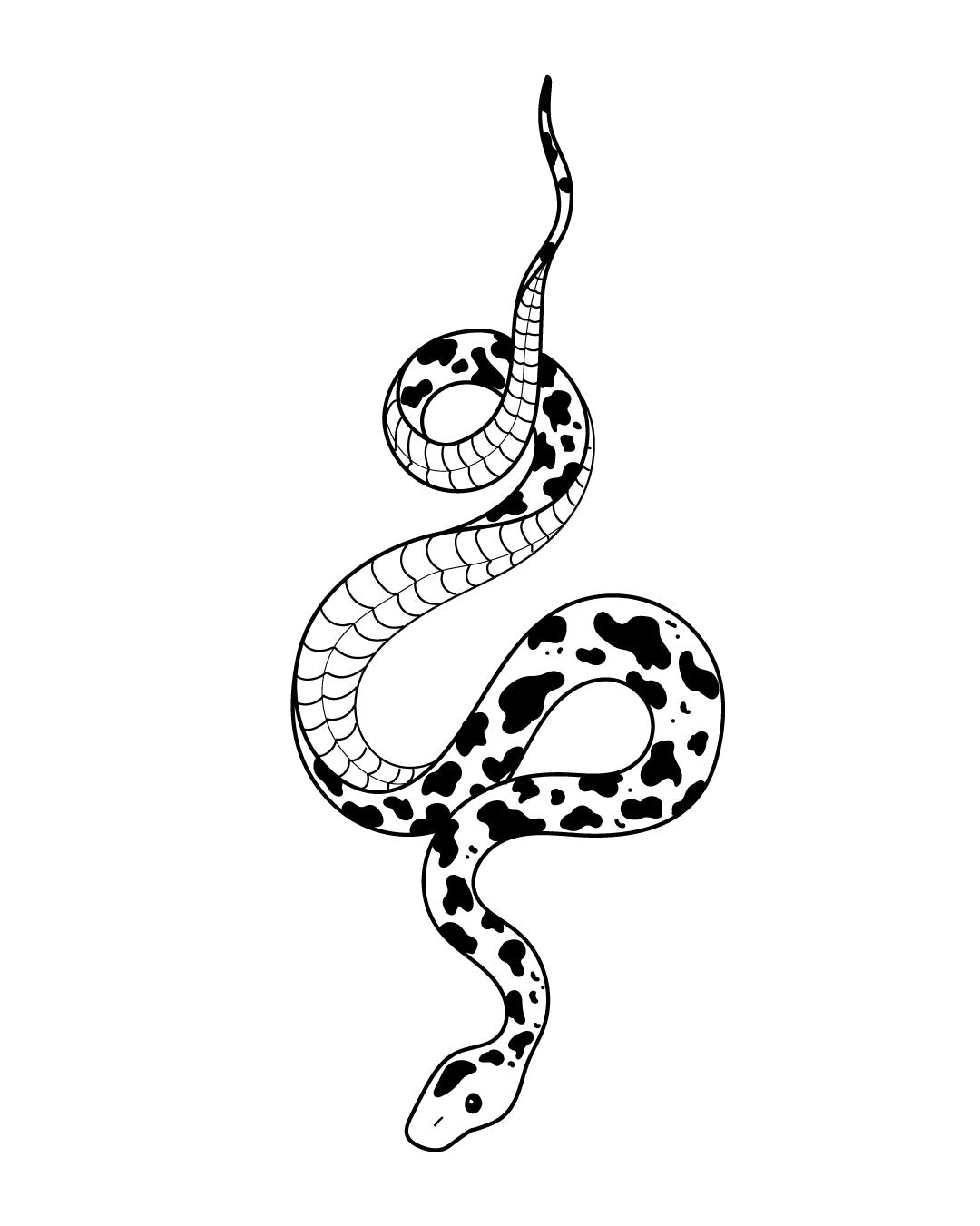 Mooooo snake - Temporary tattoo Jagua 12x8