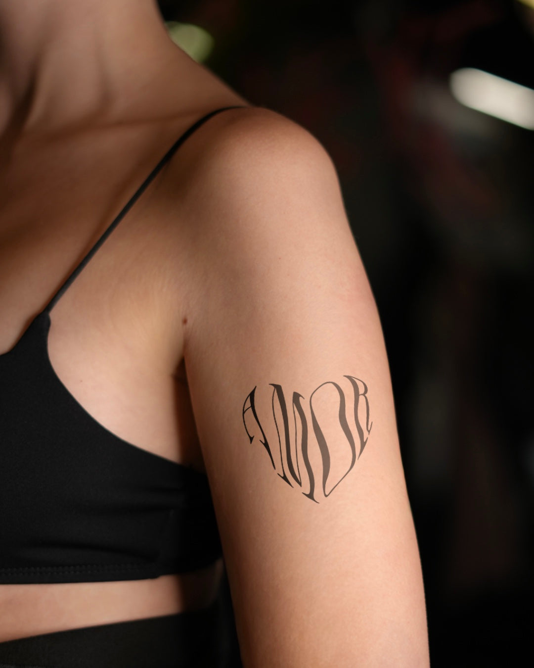 Napis Amor - Tatuaż tymczasowy Jagua 8x8