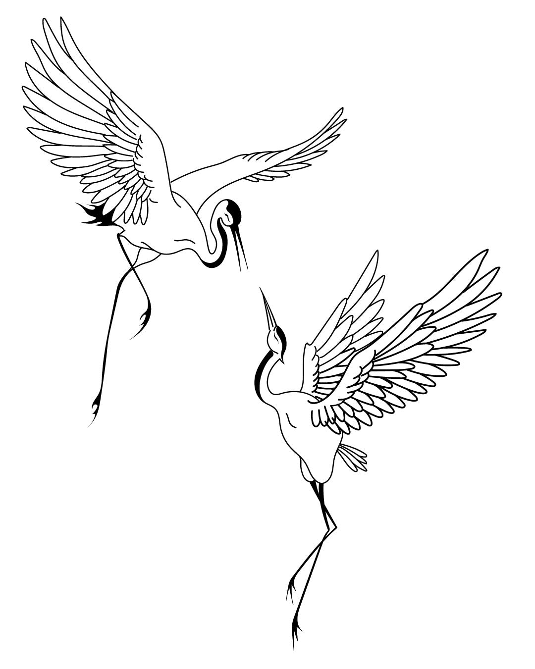 Dancing crane - Temporary tattoo Jagua 25x15