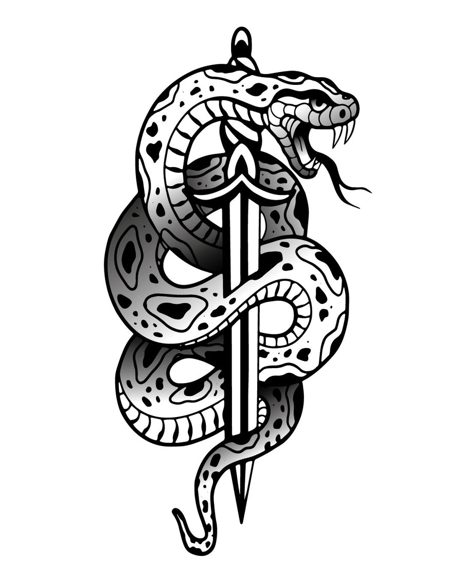 Zakręcony wąż - Tatuaż tymczasowy Jagua 25x15