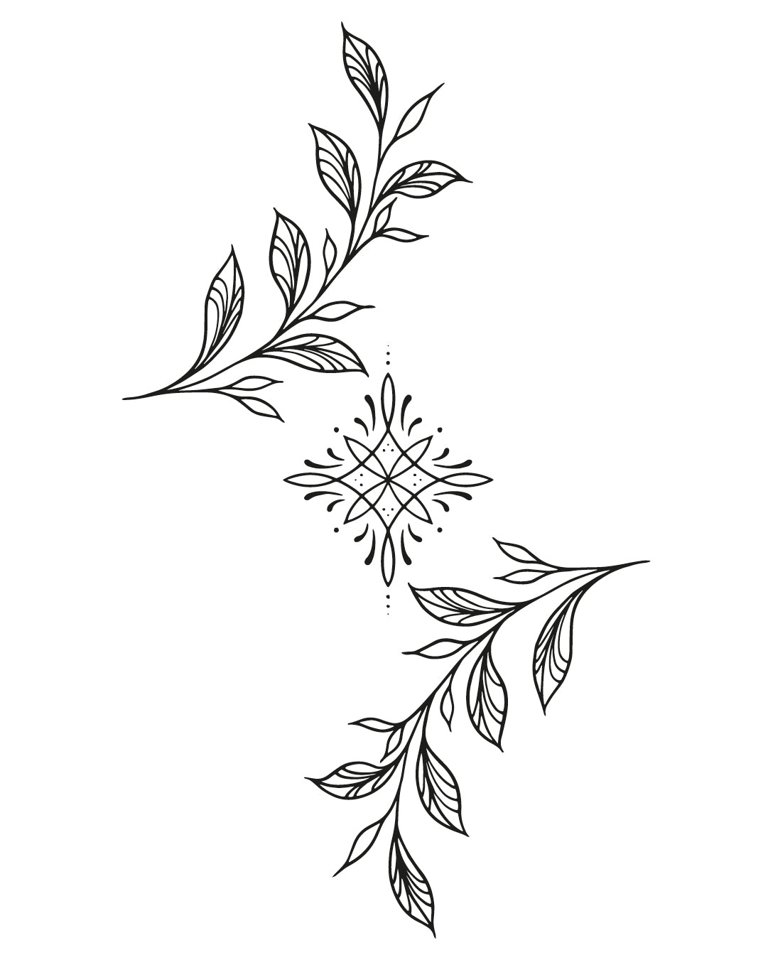 Ornament w gałązkach - Tatuaż tymczasowy Jagua 25x15