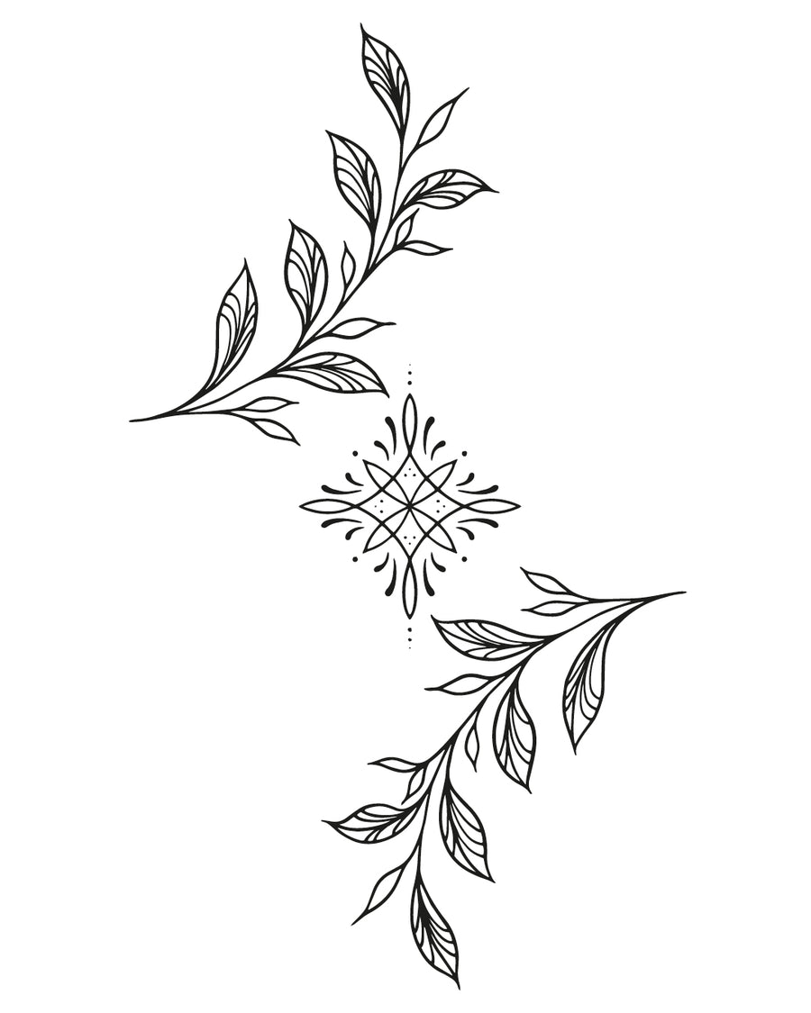 Ornament w gałązkach - Tatuaż tymczasowy Jagua 25x15