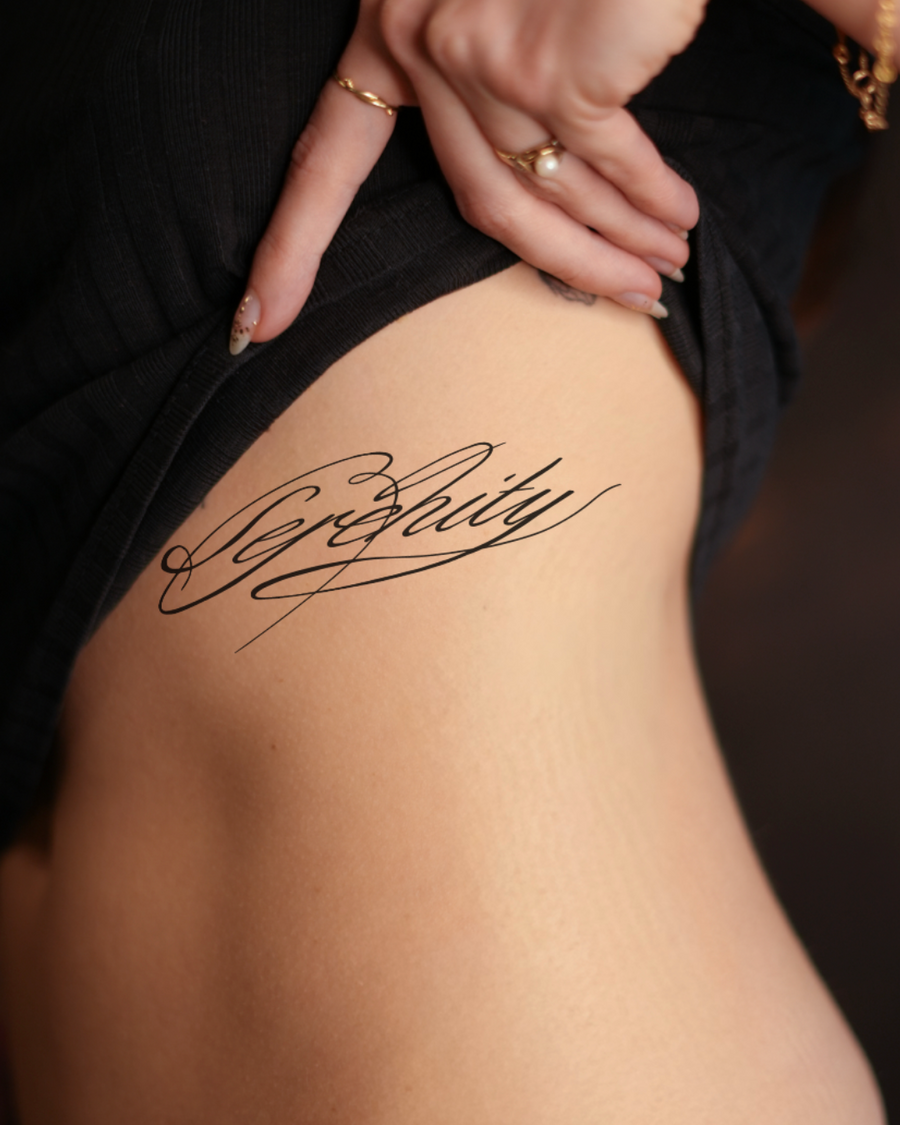 Napis Serinity - Tatuaż tymczasowy Jagua 12x8