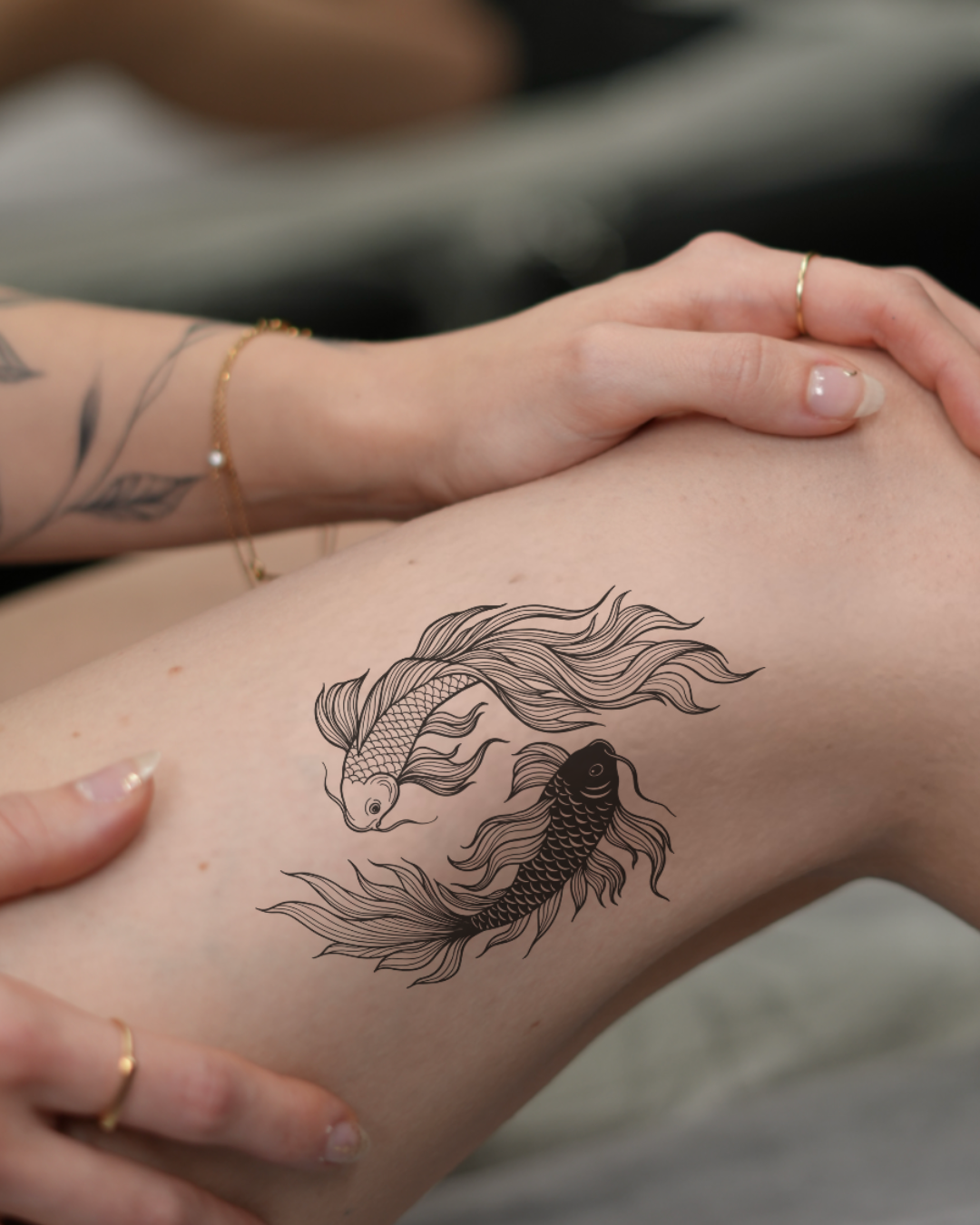 Rybi yin yang - Tatuaż tymczasowy Jagua 12x8