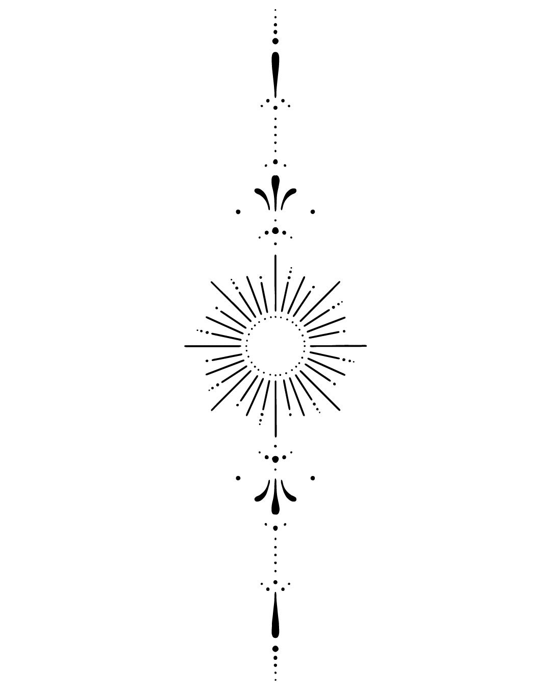 Ornament ze słońcem - Tatuaż tymczasowy Jagua 25x15