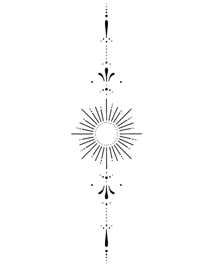 Ornament ze słońcem - Tatuaż tymczasowy Jagua 25x15