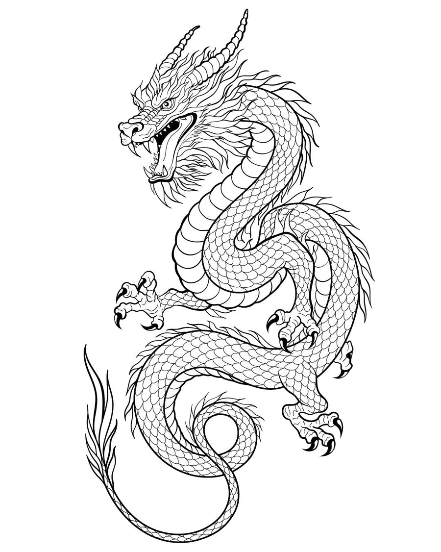 Smok z Japonii - Tatuaż tymczasowy Jagua 25x15