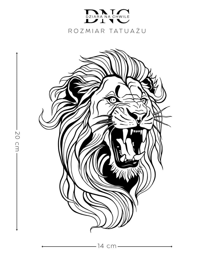 Lwia paszcza - Tatuaż tymczasowy Jagua 25x15