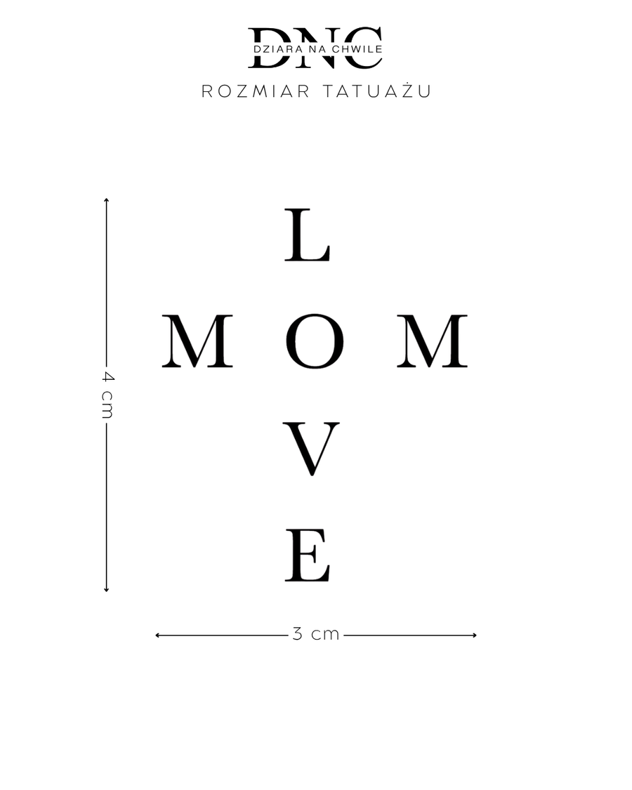 Napis Love mom - Tatuaż tymczasowy Jagua 5x5