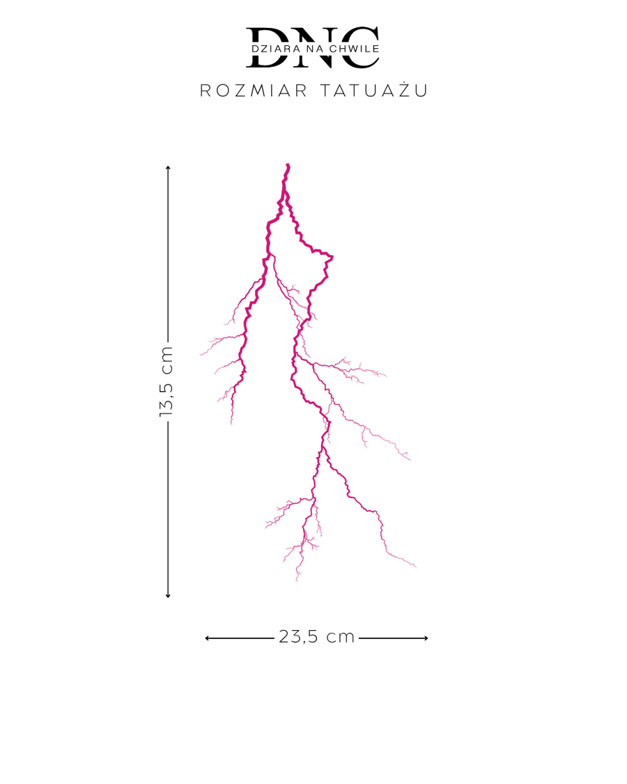 Glaring lightning - Neon temporary tattoo 25x15