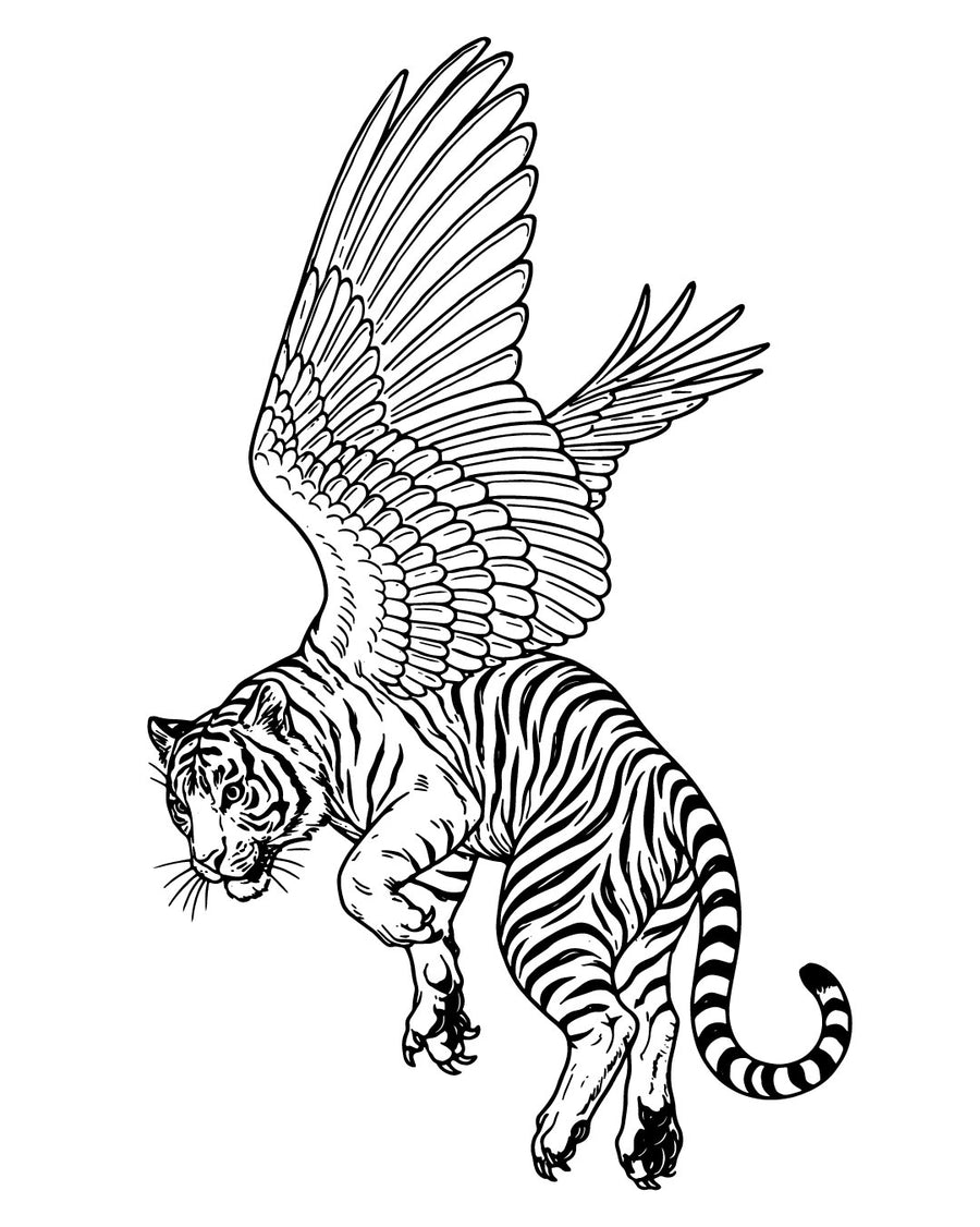 Tygrys doda Ci skrzydeł - Tatuaż tymczasowy Jagua 25x15