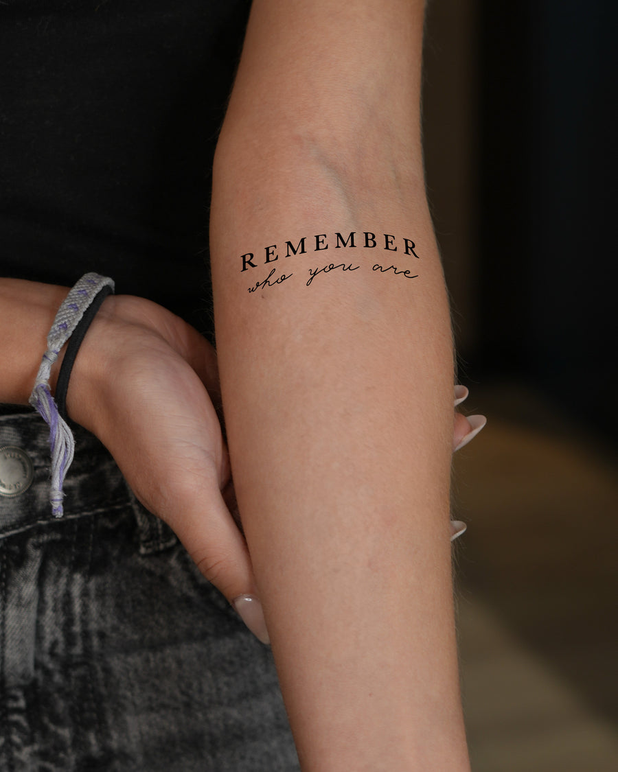 Napis Remember who you are - Tatuaż tymczasowy Jagua 8x8