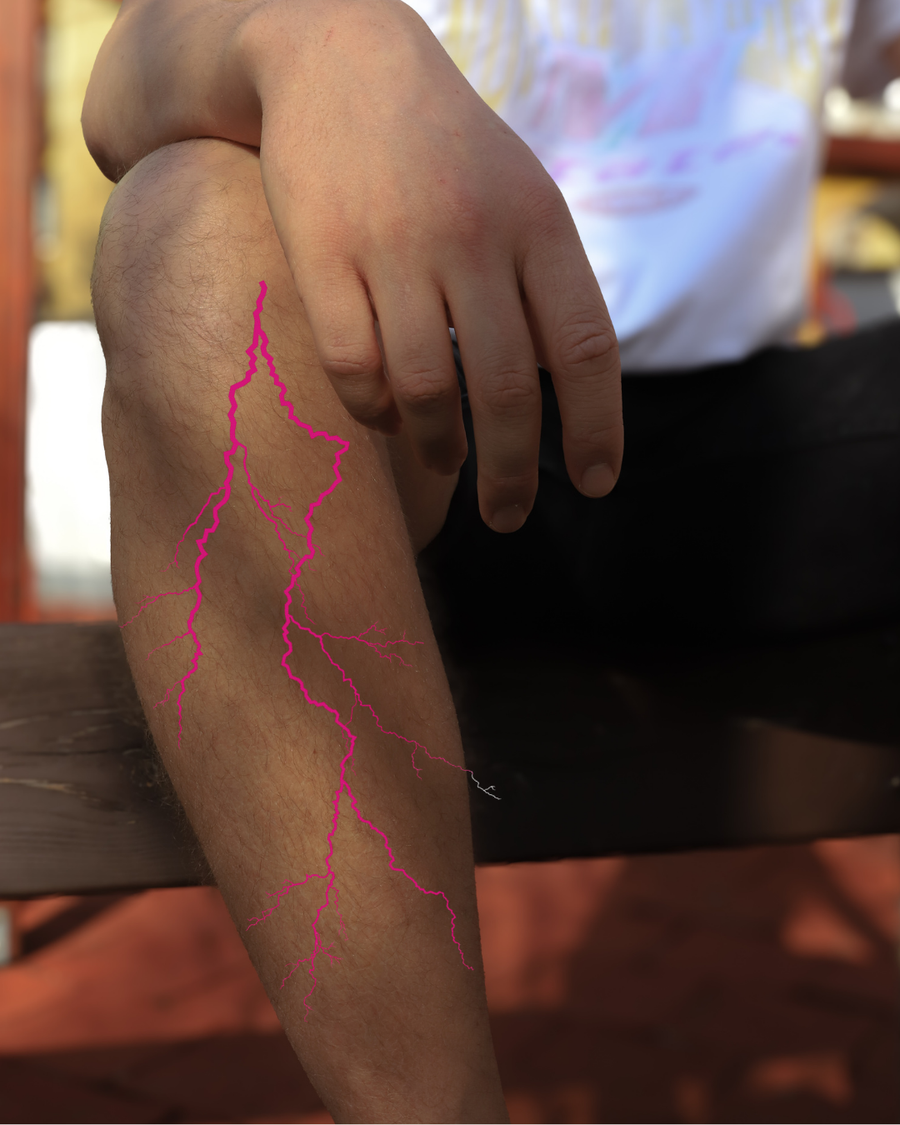 Glaring lightning - Neon temporary tattoo 25x15