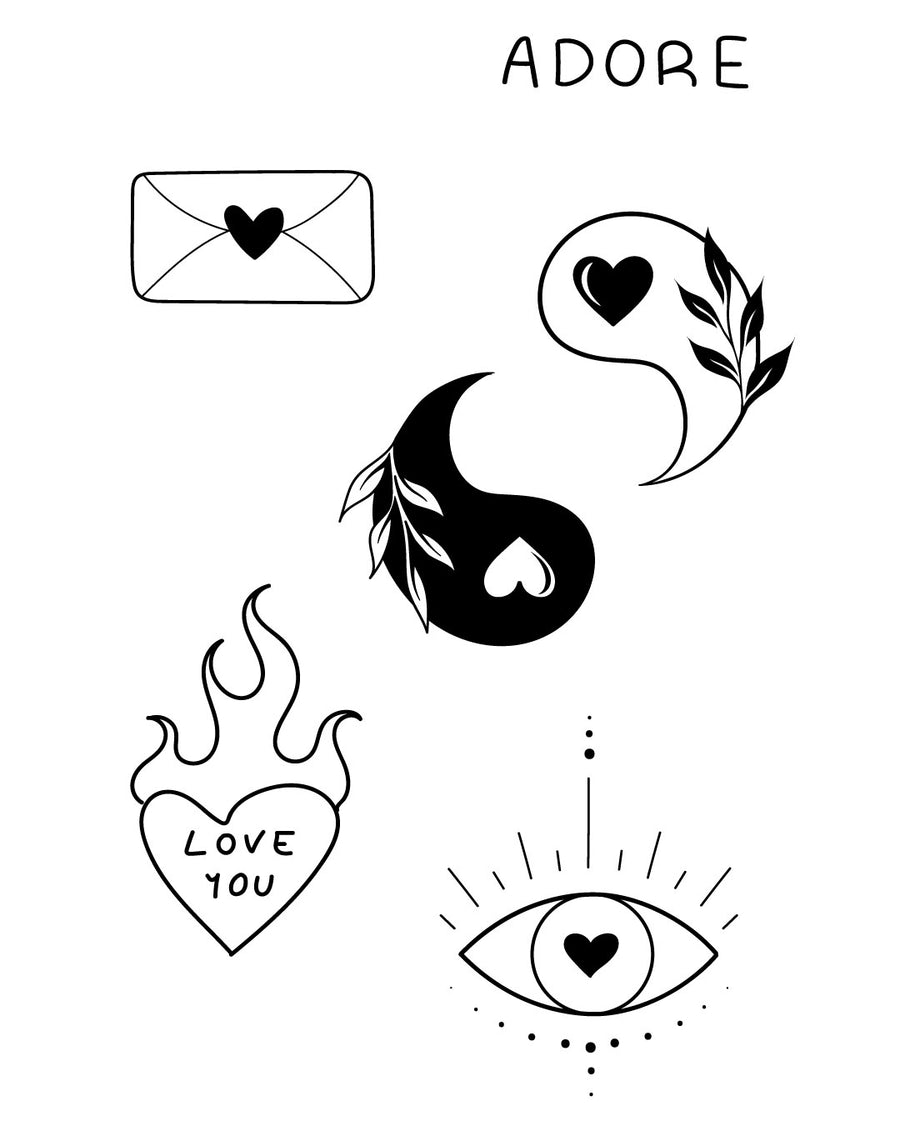 Love Letter Set - Jagua Temporary Tattoo 12x8