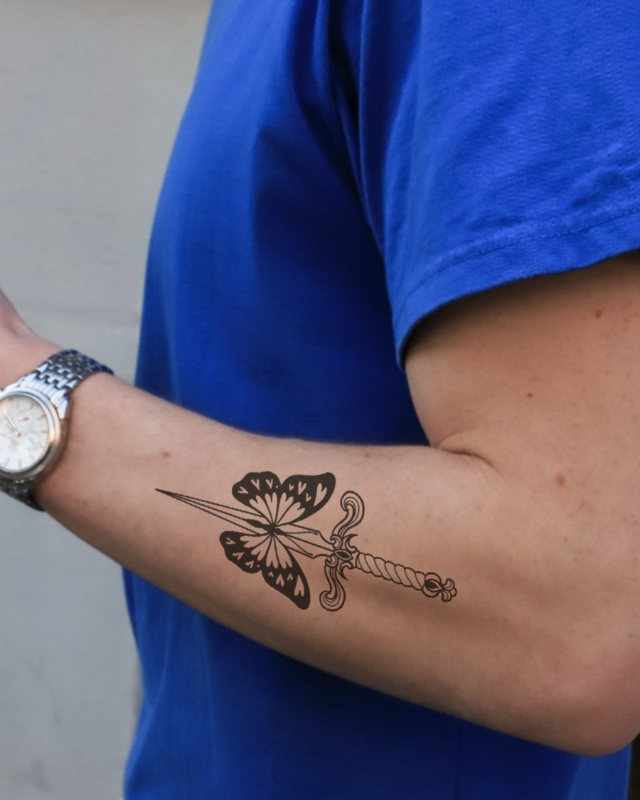 Latający sztylet - Tatuaż tymczasowy Jagua 12x8