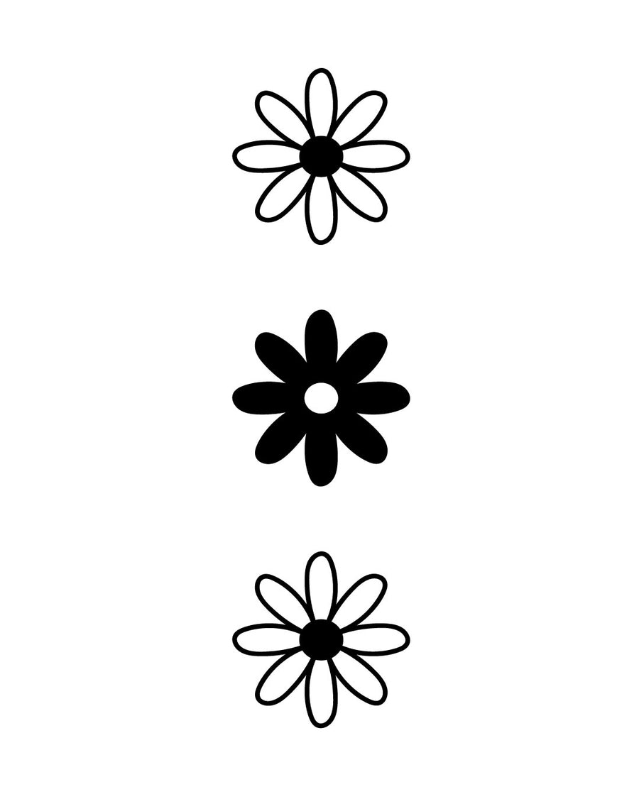 Flower Trio - Temporary Tattoo Jagua 5x5