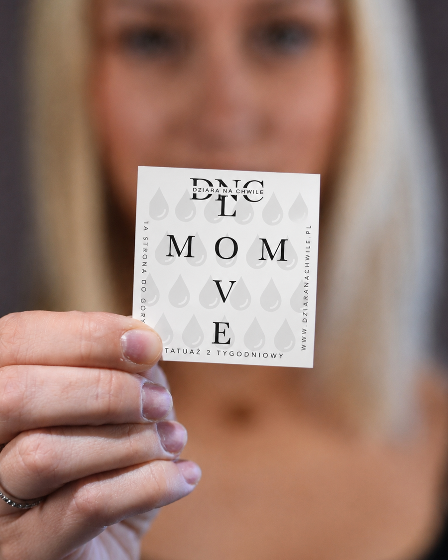 Napis Love mom - Tatuaż tymczasowy Jagua 5x5 cm