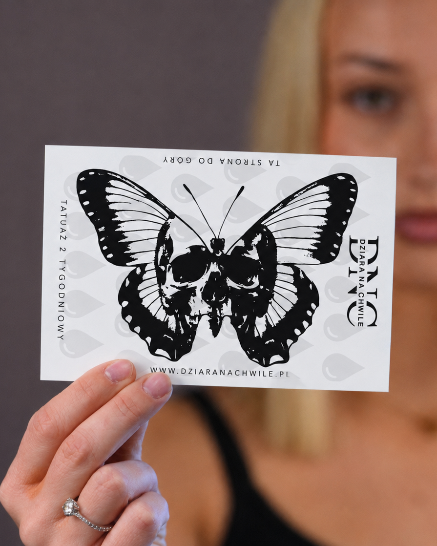 Motyl z przekazem - Tatuaż tymczasowy Jagua 12x8