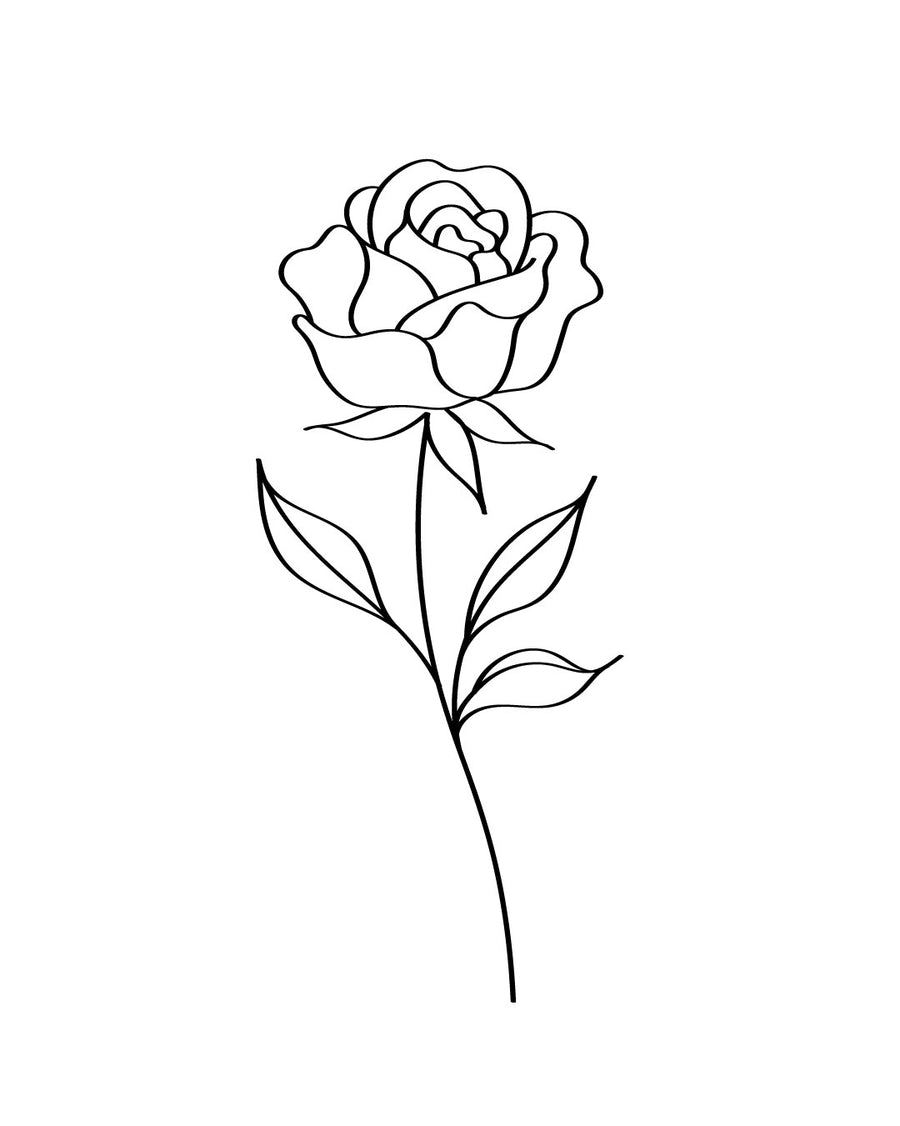 Simple Rose - Temporary Tattoo Jagua 8x8
