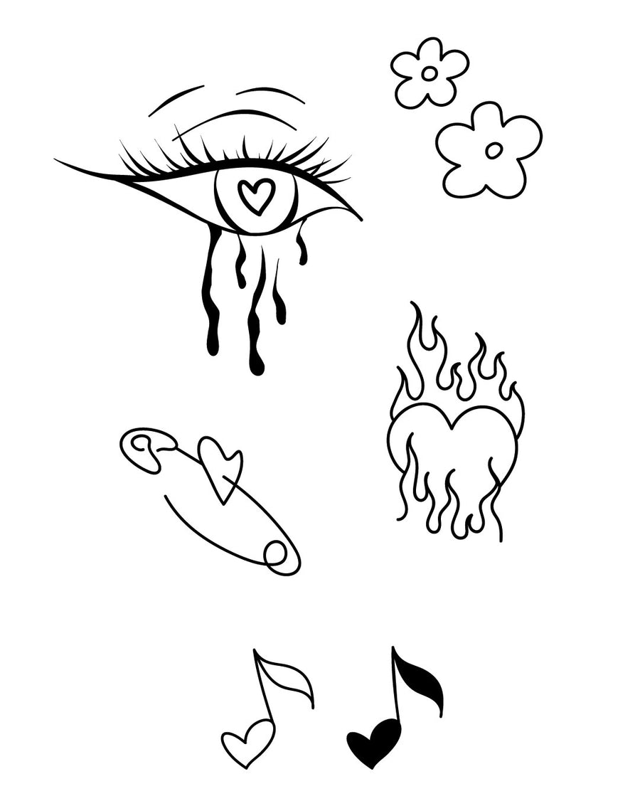 Burning Love Set - Temporary Tattoo Jagua 12x8