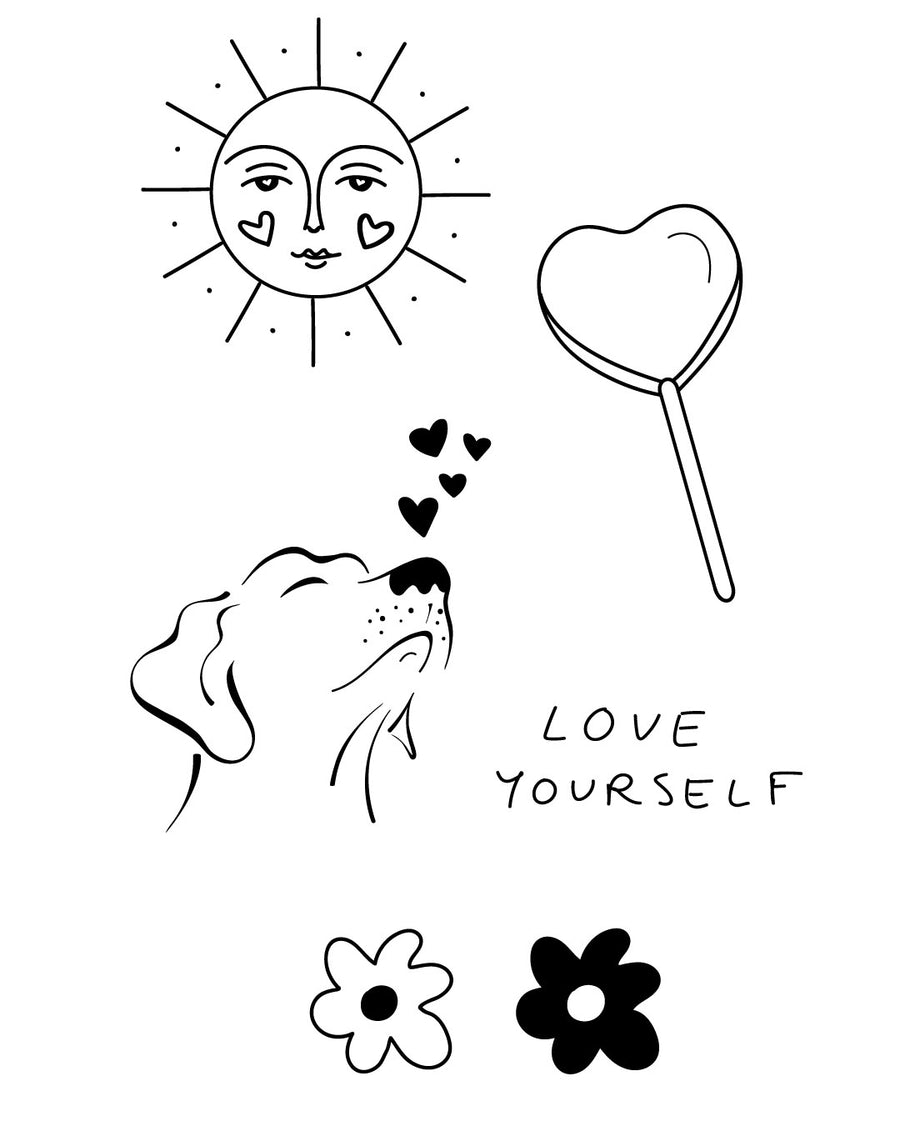 Dog charm set - Temporary tattoo Jagua 12x8