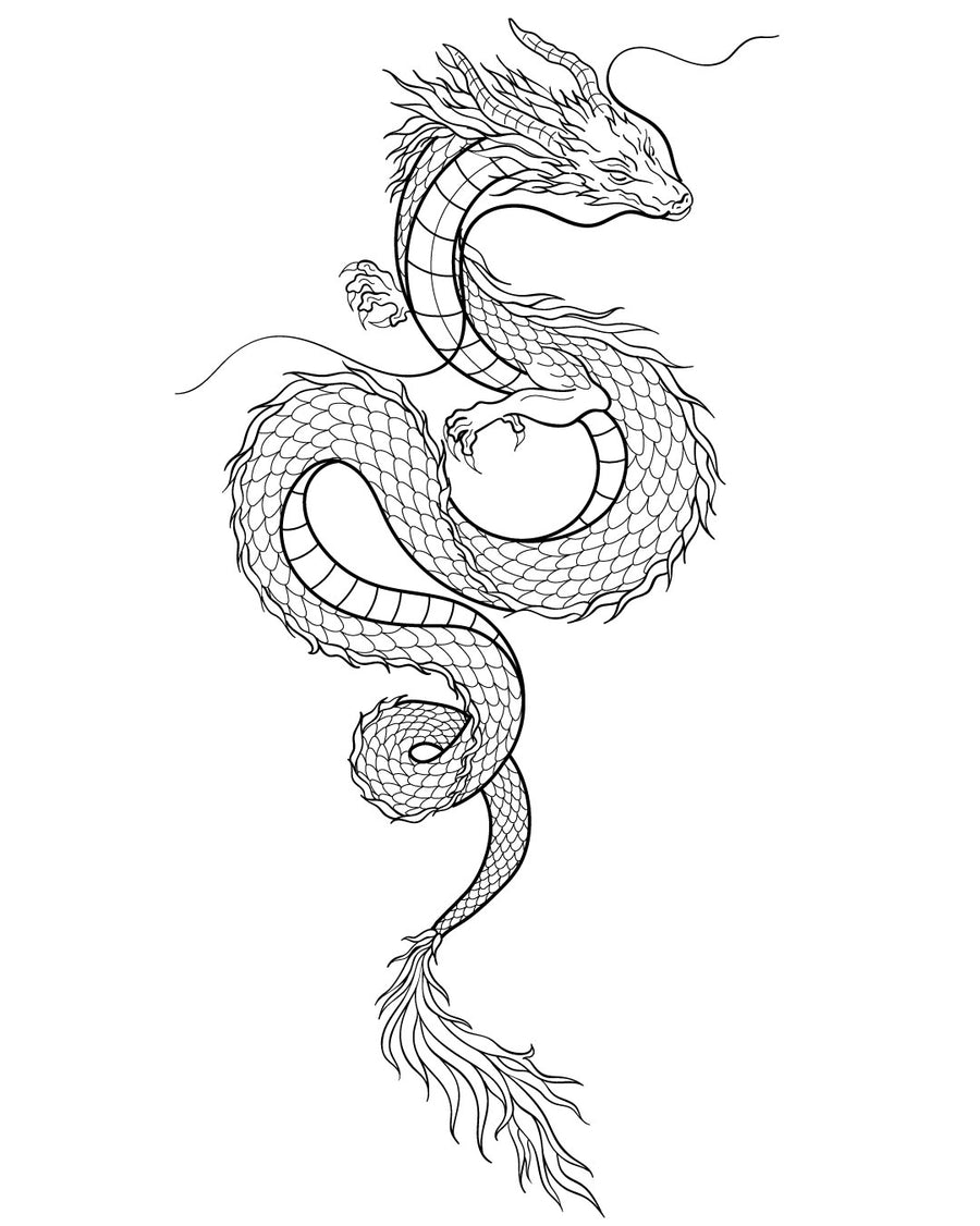 Husk Dragon - Temporary Tattoo Jagua 25x15
