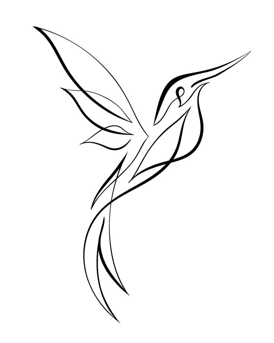 Hummingbird - Jagua Temporary Tattoo 8x8